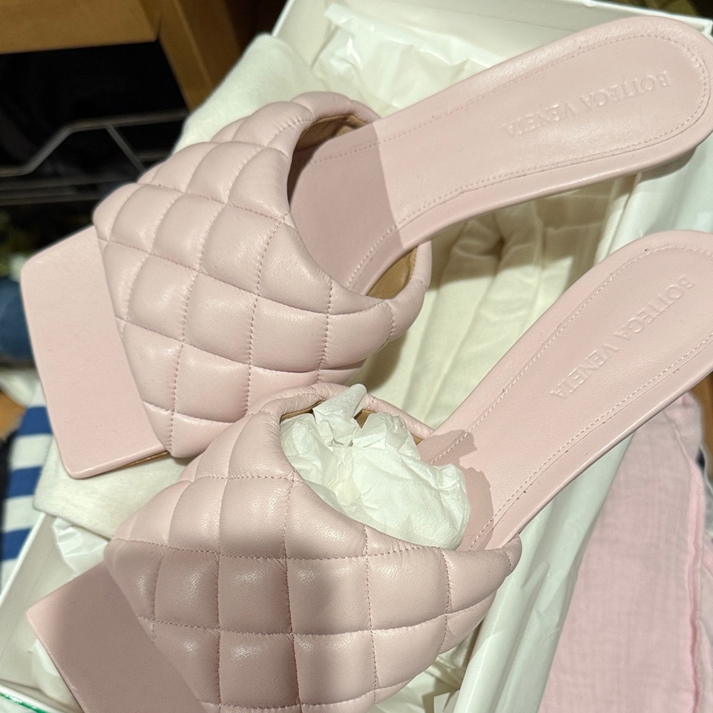 Bottega Veneta Blush Quilted Mules